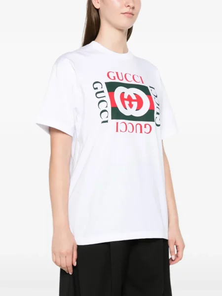 Tricou Gucci din jerseu alb