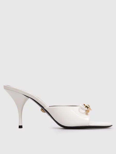 Шкіряні лаковані мюлі Opera Bow Versace білі