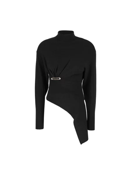 Sweter z golfem Lanvin wełniany asymetryczny czarny
