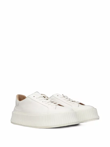 Sneakerși Jil Sander din piele cu platformă alb