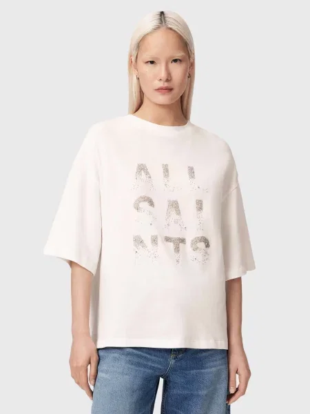 AllSaints Tricou STACKS AMELIE argintiu / lână alb