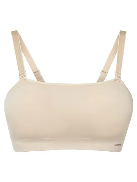 Wyściełany biustonosz bandeau Feel Comfort bezszwowy z odpinanymi ramiączkami beżowy