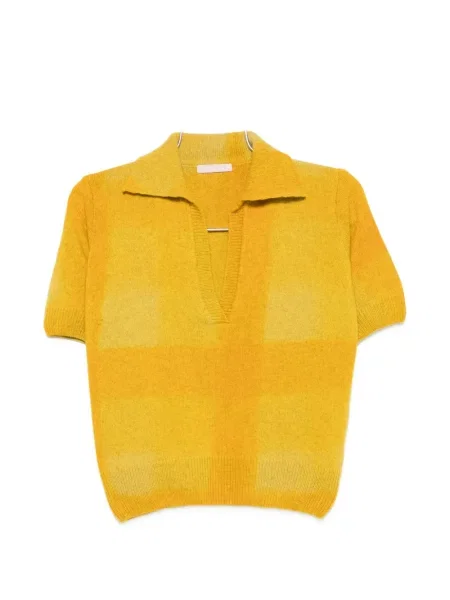 Gulerat tricou polo Kristina Ti în carouri galben