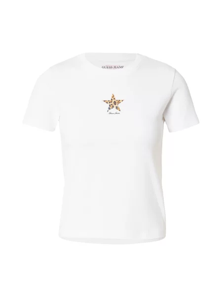 GUESS JEANS Tricou CHEETAH STAR maro / negru alb