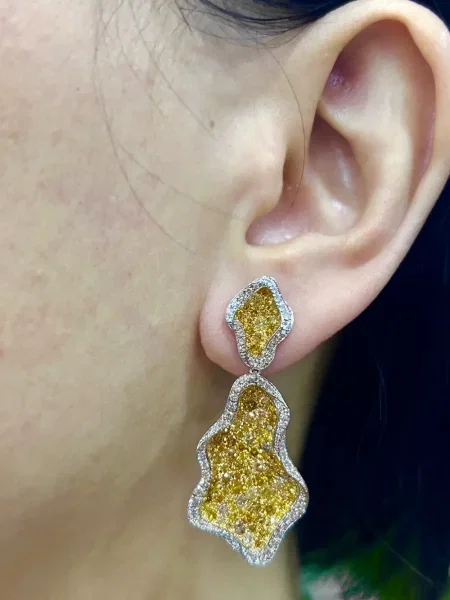 Asimetriški deimantas auskarai Hyt Jewelry sidabrinė