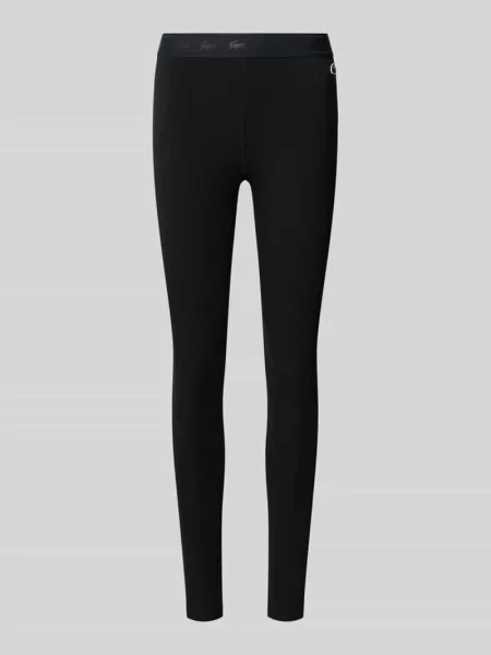Legginsy sportowe o kroju slim fit z nadrukiem z logo Lacoste Sport czarne