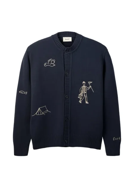 Kardigan Foret s výšivkou modrý