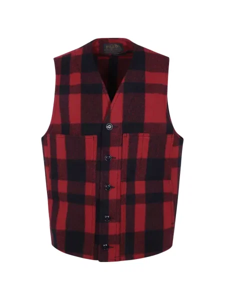 Vestă Filson de lână în carouri roșu