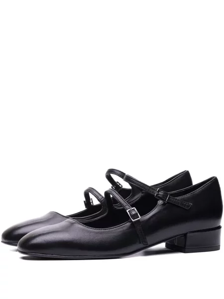 Czółenka Poche Paris na sprzączkę na ramiączkach czarna