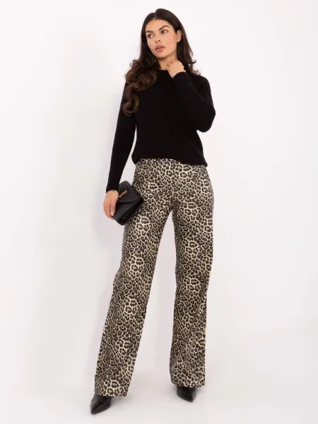 Pantaloni Lakerta cu model leopard negru