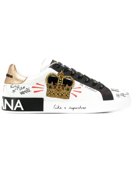 Sneakerși Dolce & Gabbana Portofino din piele cu imagine alb