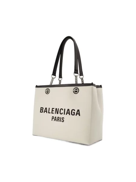 Lniana shopperka Balenciaga beżowa