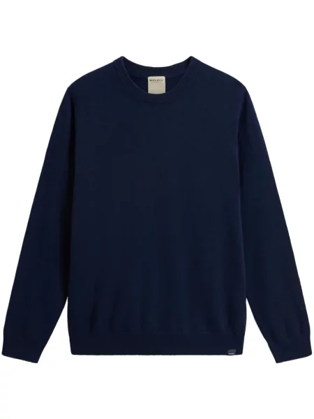 Pulover Woolrich din cașmir cu decolteu în U albastru