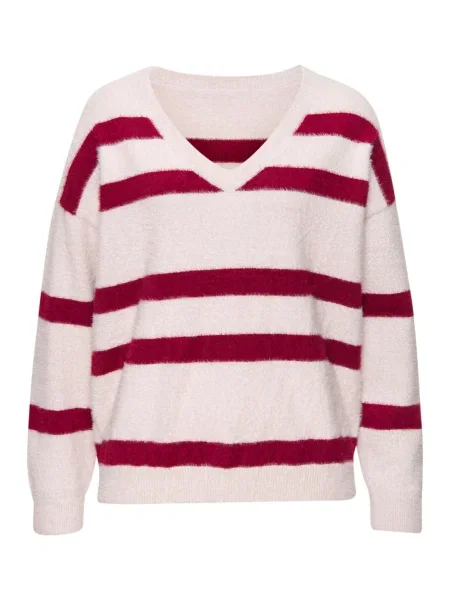 LASCANA Pulover nisipiu / bordeaux roșu