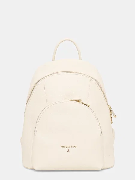 Шкіряний рюкзак Patrizia Pepe малий однотонний бежевий