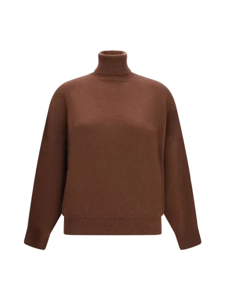 Sweter z golfem Brunello Cucinelli brązowy