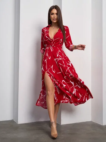 Сукня міді ISSA Plus червоний