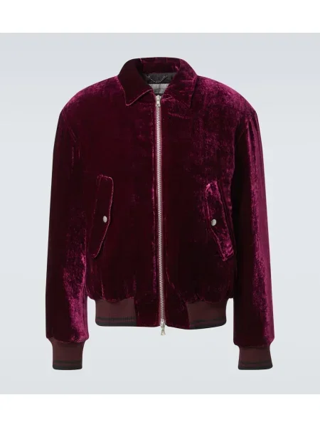 Geacă bomber Dries Van Noten de catifea violet