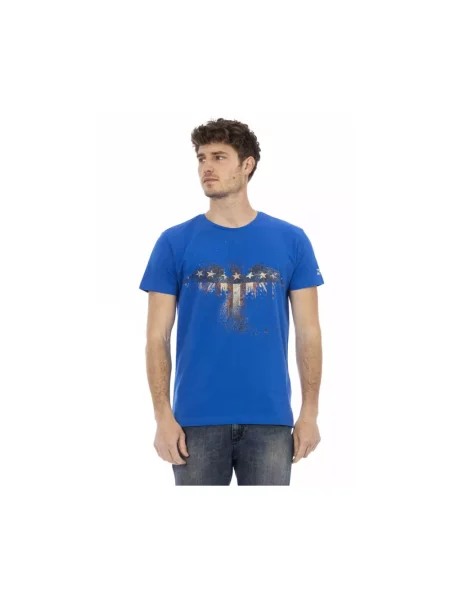 Koszulka Trussardi z okrągłym dekoltem casual niebieska