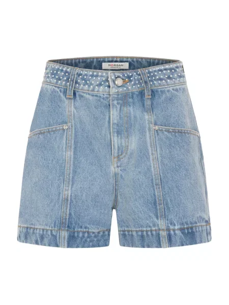 Morgan Pantaloni scurți de blugi Straight Fit albastru