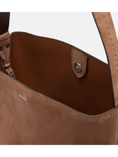 Geantă Max Mara din piele de căprioară maro