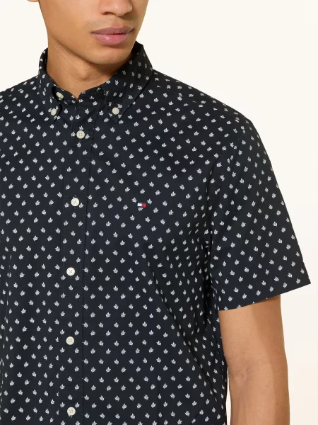 Tommy Hilfiger Košile S Krátkým Rukávem tmavě modrá bílá