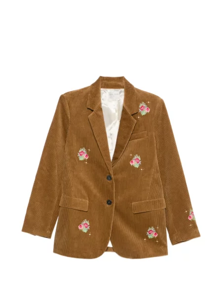 Sacou Forte_forte de catifea cord cu model floral maro