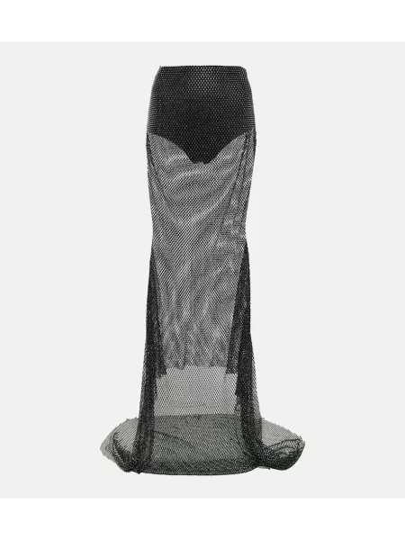 Maksi spódnica maxi Giuseppe Di Morabito z siateczką z kryształkami czarna