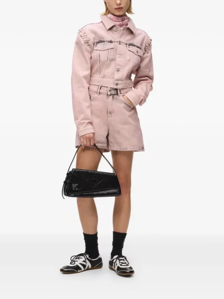Lung geacă de blugi Karl Lagerfeld Jeans roz