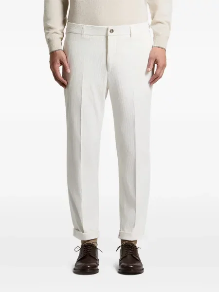 Pantaloni Peserico de catifea cord alb
