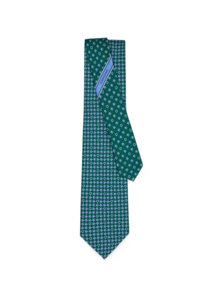 Cravată Ferragamo de mătase cu imagine verde