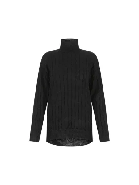 Lniany sweter z golfem Balenciaga czarny
