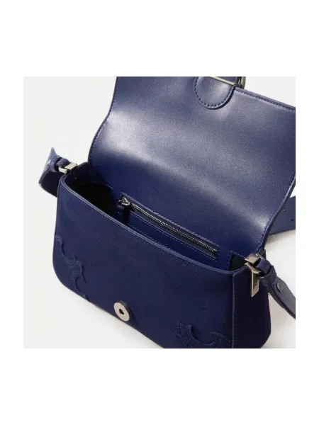 Semišová crossbody kabelka Pinko fialová