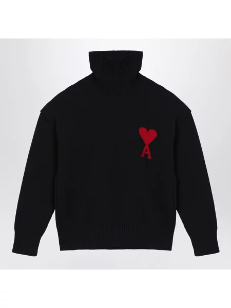 Sweter Ami Paris wełniany czarny