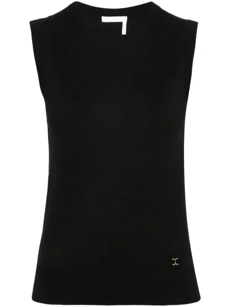 Top Chloé de lână fără mâneci negru