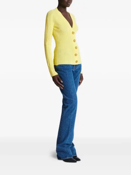 Kardigan Balmain s V-izrezom žuta