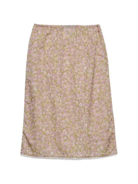 Fustă midi Prada cu model floral cu imagine până la genunchi roz