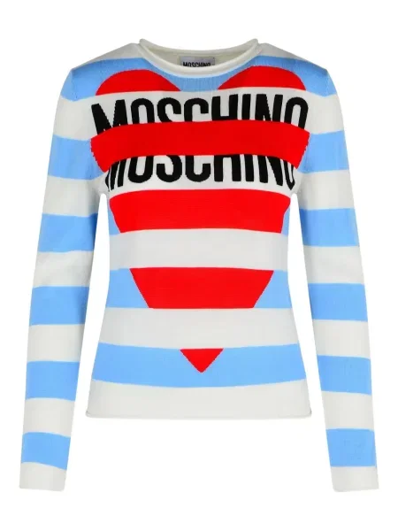 Sweter Moschino Jeans w paski niebieski