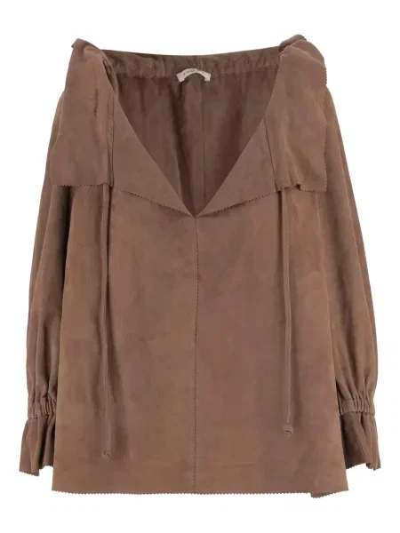 Bluză By Malene Birger cu volane maro