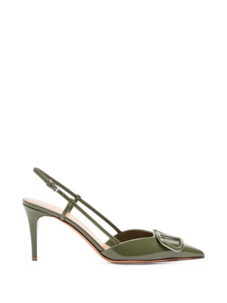 Pantofi cu toc Valentino Garavani din piele de lac slingback verde