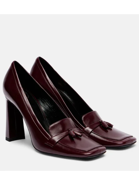 Кожени полуотворени обувки Saint Laurent черно