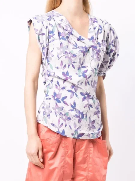 Květinová halenka Isabel Marant s potiskem fialová
