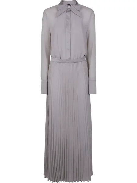 Rochie maxi Emporio Armani cu funde de costum gri