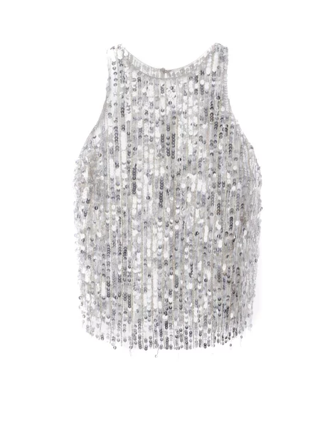 Top Elisabetta Franchi cu paiete fără mâneci alb