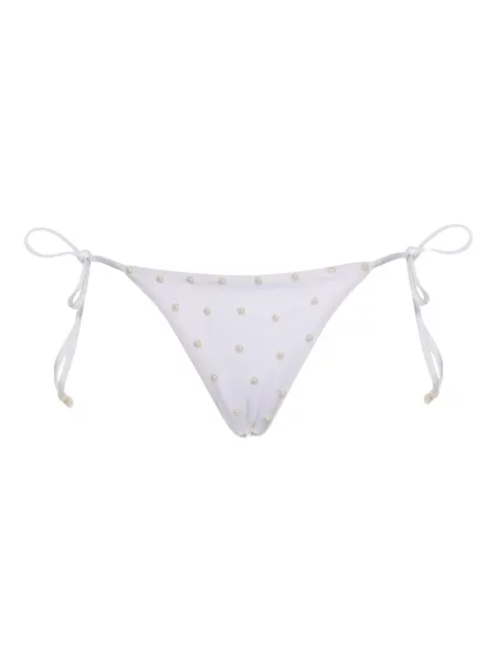 Bikini Agua Bendita z perełkami wiązany biały