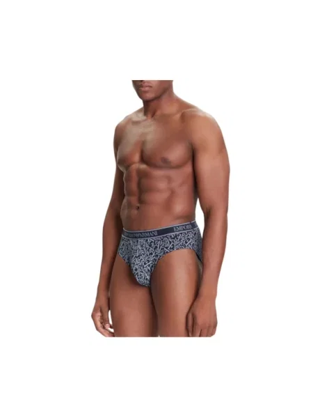 Majtki Emporio Armani z logo niebieskie