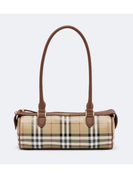Geantă Burberry în carouri maro
