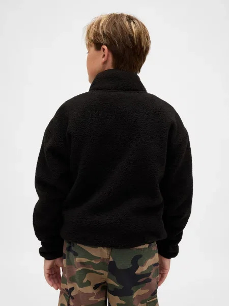 Gyerek fleece melegítő felső Gap fekete