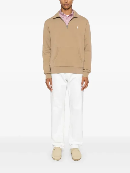 Bluza z kapturem Polo Ralph Lauren z dżerseju z zamkiem błyskawicznym do połowy klasyczna niebieska