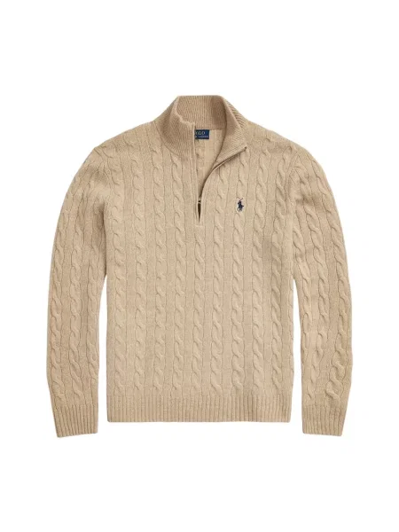 Kardigan Polo Ralph Lauren z kaszmiru z długim rękawem beżowy